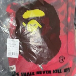 A Bathing Ape Red Zip Up Sweater